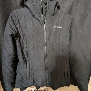 Columbia Black Quilted Hooded Jacket
